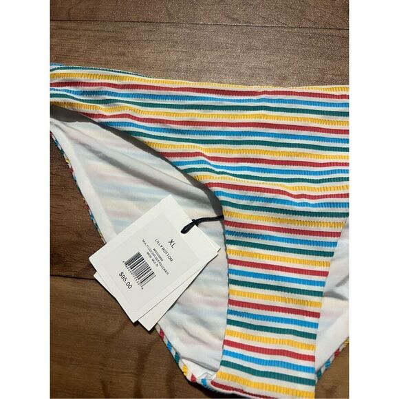 Onia Multicolored Seersucker Lilly Swimsuit Bottoms Woman’s Size XL MSRP-$95 NEW - Picture 3 of 9